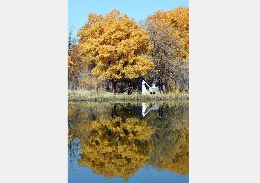 Autumn scenery of Badain Jaran Desert