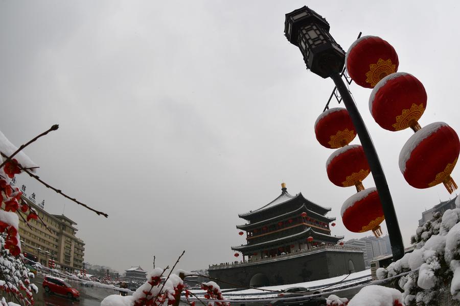 Snow scenery seen in Xi'an