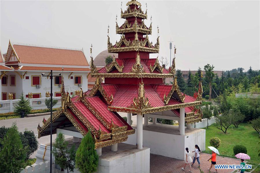 People visit Myanmar style shrine in C China's Henan