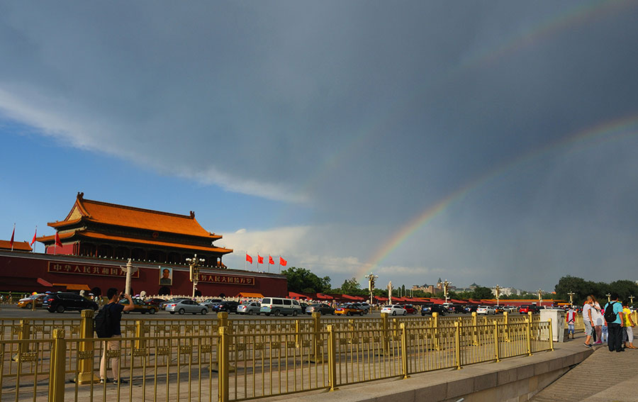 Double rainbow brightens sky over Beijing