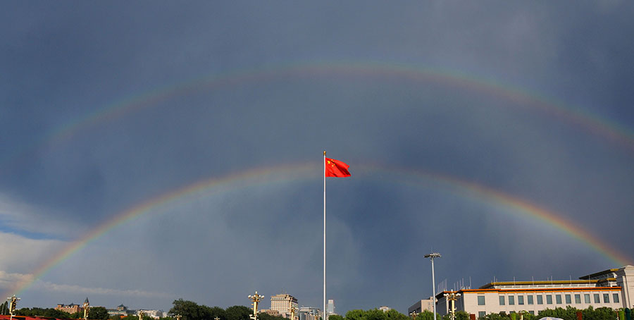 Double rainbow brightens sky over Beijing