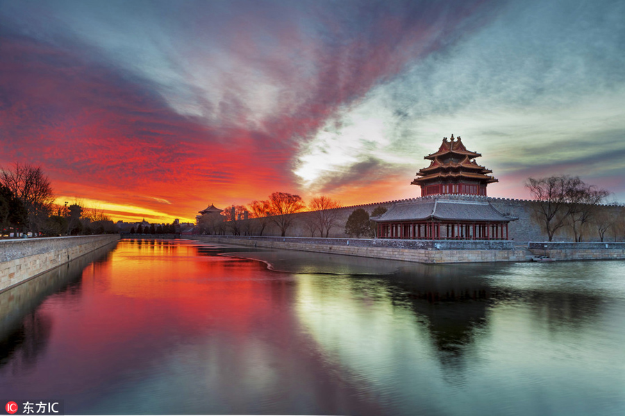 Winter light colors the Forbidden City