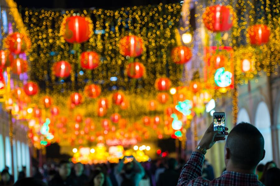 Scenery of lights decoration for Chinese lunar new year in Macao