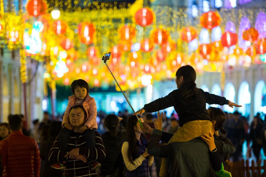 Scenery of lights decoration for Chinese lunar new year in Macao