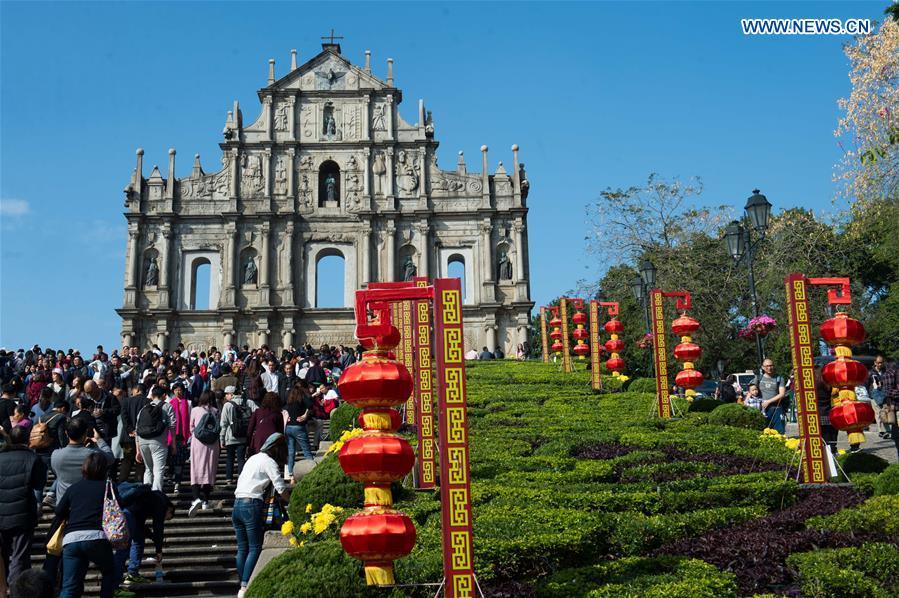 Tourists travel around Macao during Lunar New Year holiday