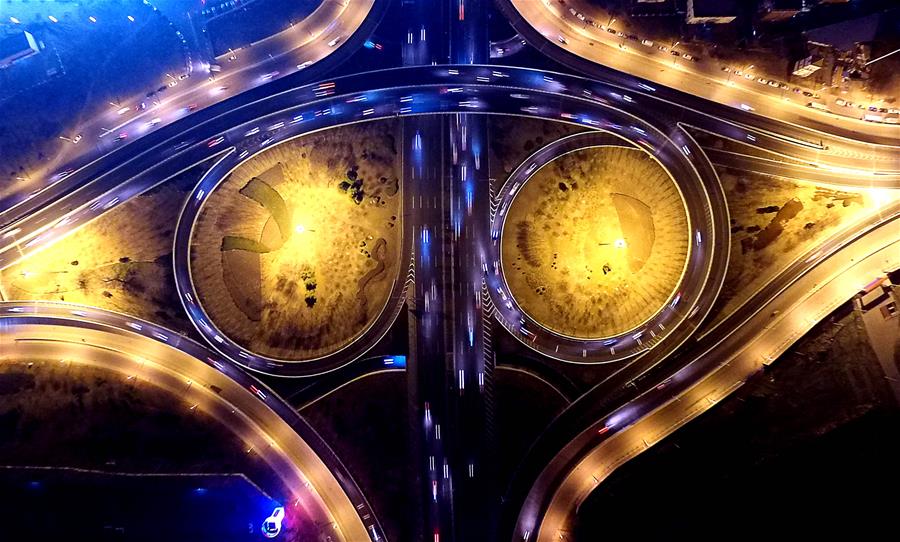 Aerial views of overpasses in N China's Tianjin