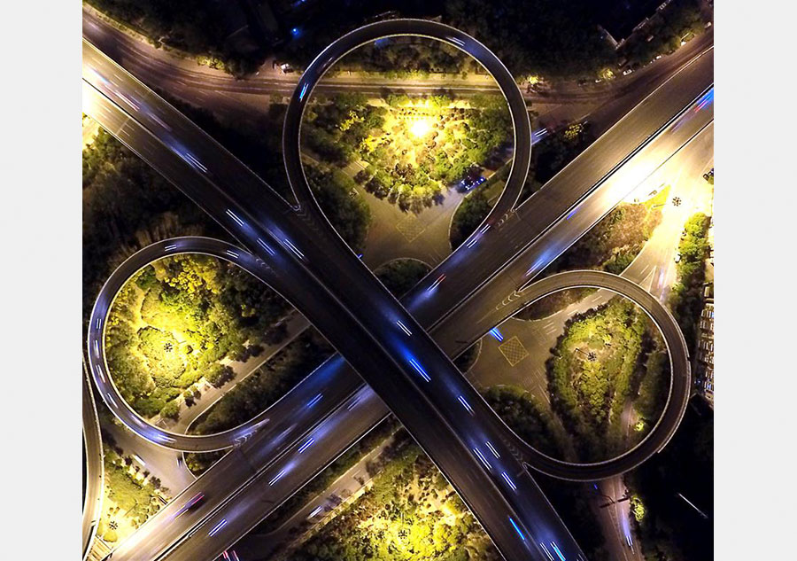 Aerial views of overpasses in N China's Tianjin