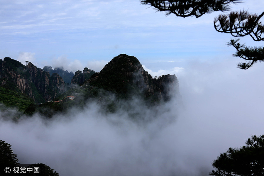 Spectacular sea of clouds at Huangshan Mountain