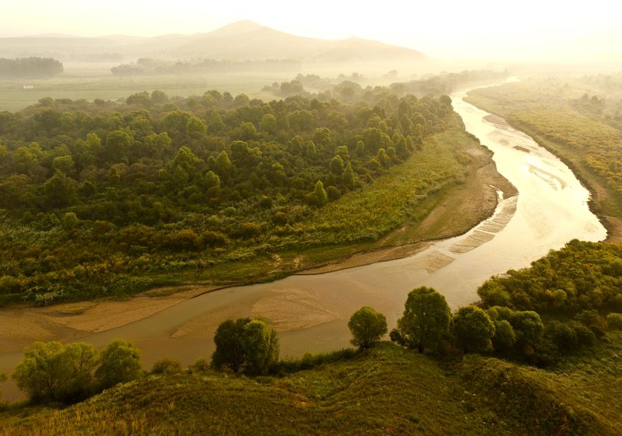 Early autumn scenery by Hunhe riverside in Inner Mongolia