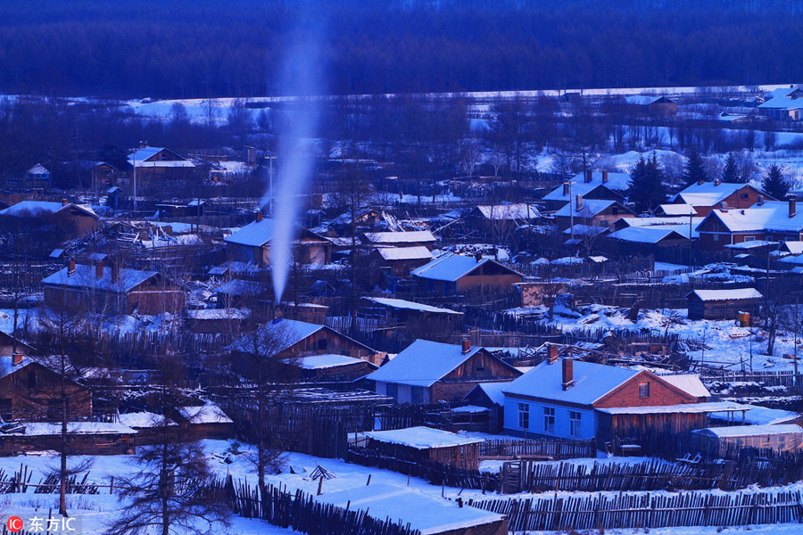 Amazing village snow scenery in NE China