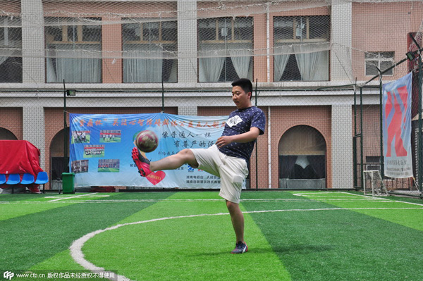 Rooftop football field for fans