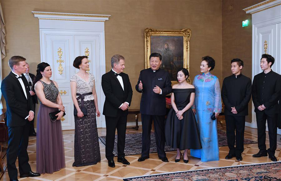 Chinese, Finnish presidents meet winter sports athletes