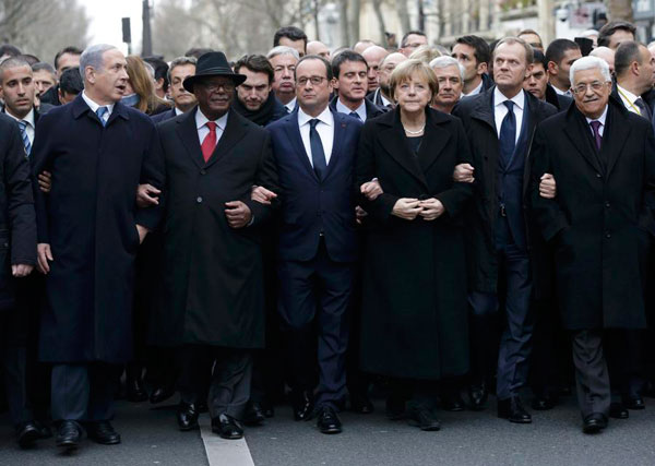 World leaders gather for Paris march honouring attack victims