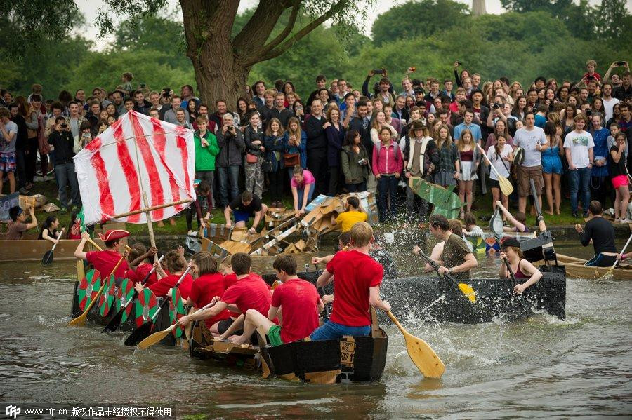 Cambridge students mark end of exam with boat race