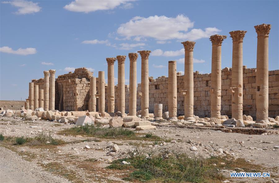 Damaged ancient columns seen in Syria