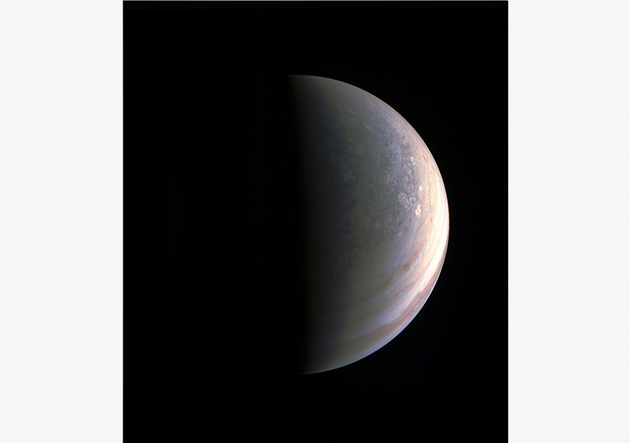 Jupiter is seen in an image from NASA's Juno spacecraft