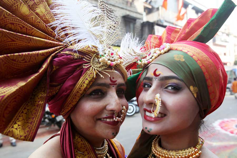 Indian people dressed up for traditional festival