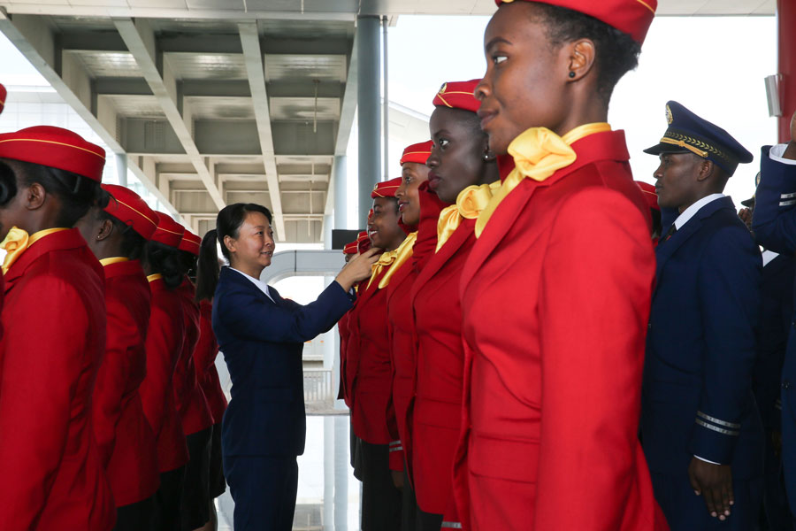 Train attendants prepare for trial operation of Nairobi-Mombasa railway