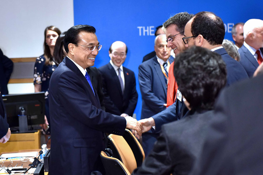 Premier Li's tight-scheduled day 1 at UN